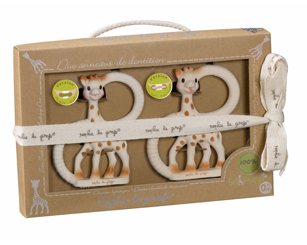 Sophie la girafe : duo anneaux de dentition so pure sophie la girafe version souple et tres souple